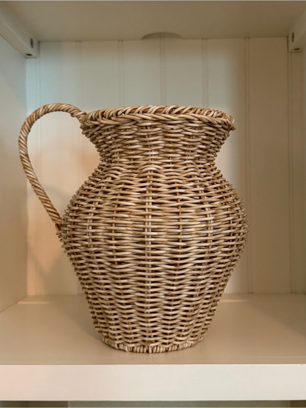Woven Faux Rattan Pitcher Vase - wicker like design